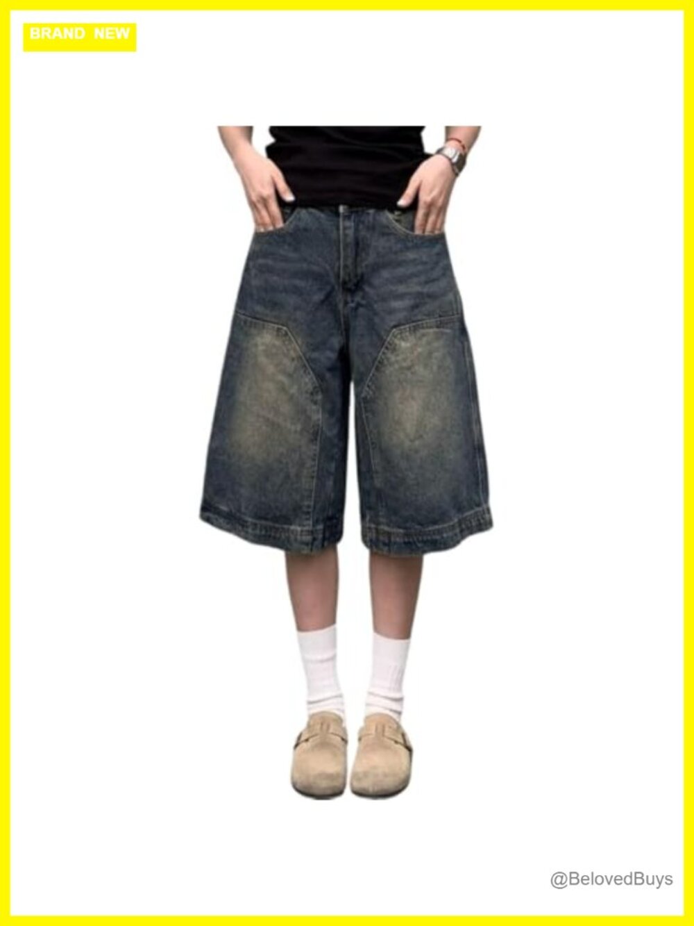 Baggy Jean Shorts Women Knee Length Straight Leg Denim Jorts